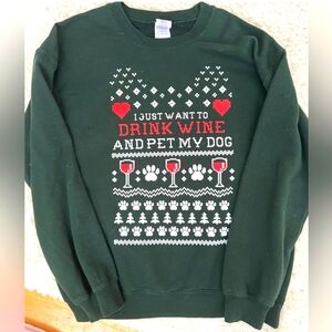 Christmas sweater sweatshirt Dog green